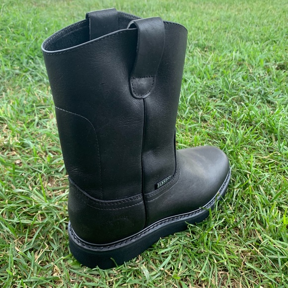 Men’s work boots very light weight black pull on leather Water and OIL Resistant - Picture 5 of 6